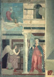 Annonciation, du cycle de la Vraie Croix, achevé en 1464